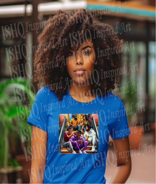 Brotherly Love royal blue ladies wholesale urban graphic t-shirt featuring original artwork and inspirational poetry