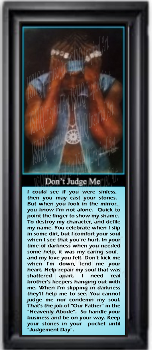 Don't Judge me Wholesale inspirational urban streetwear poster featuring original illustrated artwork